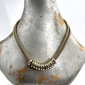 Anne Klein Necklace Gold Tone Tube Mesh Chain Necklace 18-21” Long